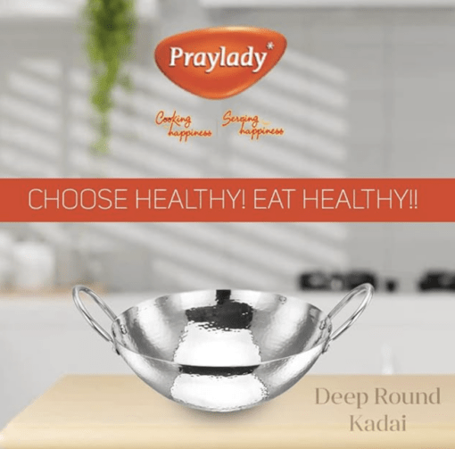 Praylady Stainless Steel Induction Base Kadai Silver - Image 5